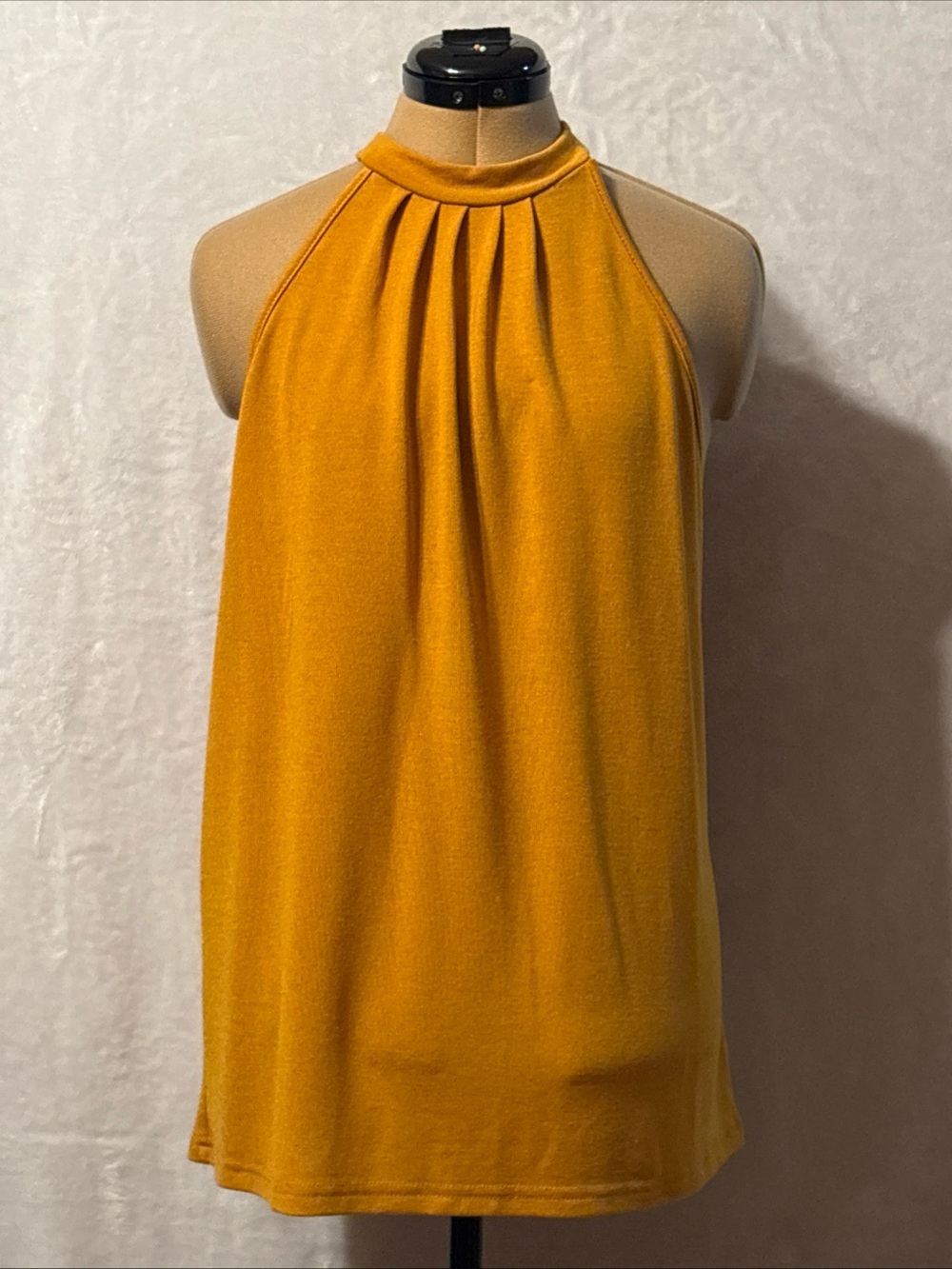 SHEIN Golden Yellow Halter Pleated Sleeveless Camisole